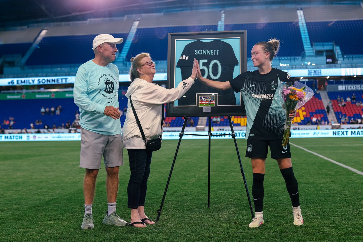 GothamFC's tweet photo. Celebrating 150 @NWSL appearances of @emilysonnett 🫶🏽 https://t.co/W2nDAUy4js