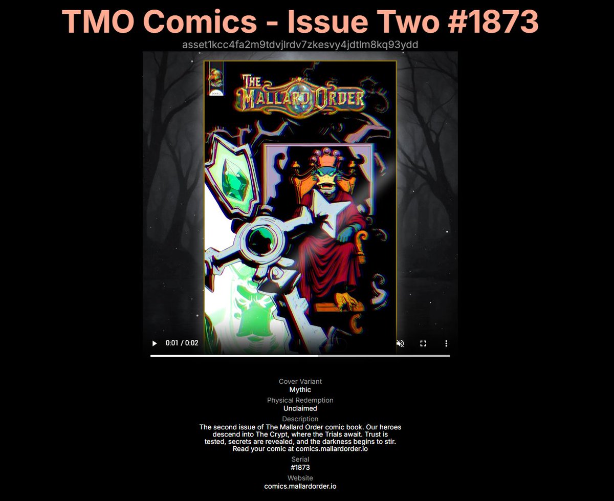 Just minted my <a href="/MallardOrder/">The Mallard Order</a> mirror and shattered the glass...Got a mythic, only 10 out of 4000 exist!  🤯

Wow. Crazy luck.