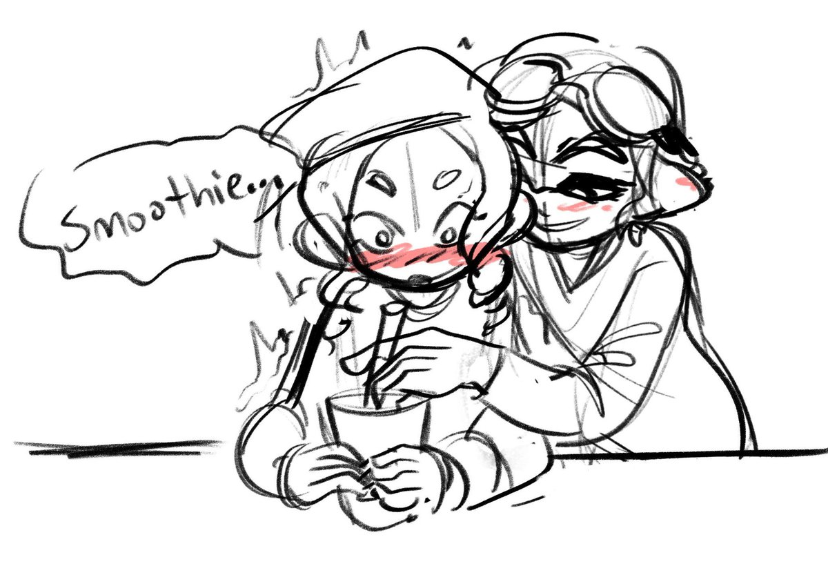 Imagine, she’s sitting in her setup. Shes having trouble drinking her Smoothie. You slowly put a straw into her hands. She flinches. She turns around startled but her mood soothes as soon as she sees it’s you. You guide her hand carefully. Smoothie...