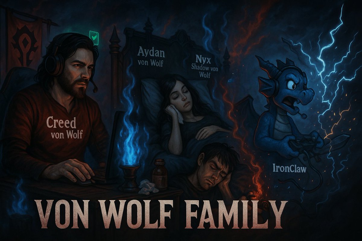 Creed's still deep in the grind for that checkmark. Aydan is down sick and getting some much-needed rest. Nyx crashed from sheer exhaustion, and IronClaw is currently losing the war against his internet.
kick.com/creedvonwolf
check out more of us? vonwolf.net/family