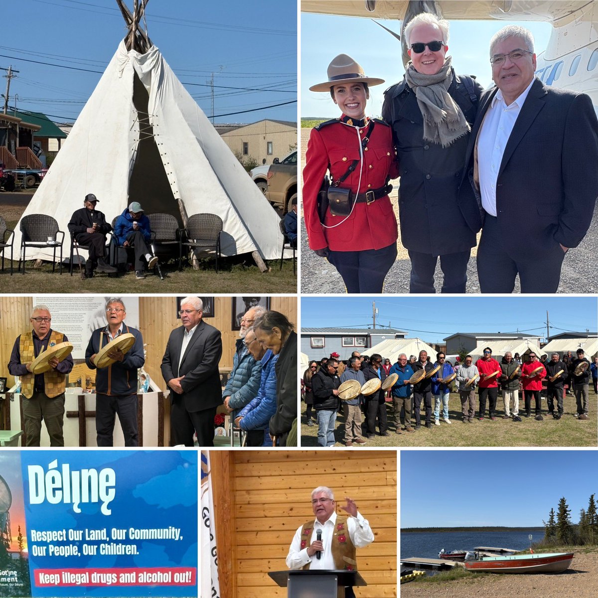 Learning about the Indigenous people’s lives and activities hosted by the Deline Government officials during the #NorthernTour25 on National #IndigenousPeoplesDay in the 🇨🇦Northern Territories and welcomed by Chief Daniel Gaudet, the Elders and locals