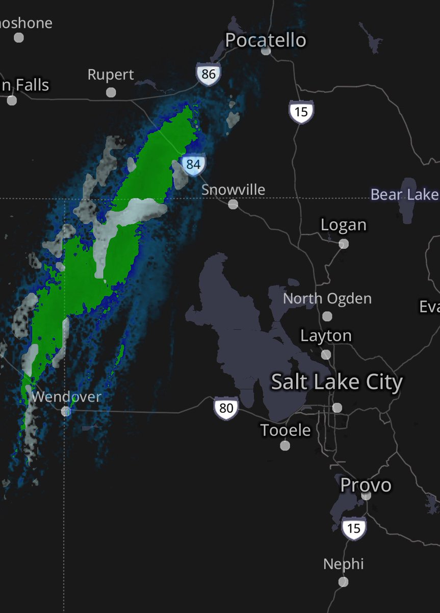 WasatchSnow's tweet image. We have some snow in the far northwest corner of Utah right now. The well-defined “eye” of this low pressure system passes to our north tonight and far northern Wasatch could see a dusting way up high. ❄️ I will be checking webcams tomorrow morning to see if we got anything.