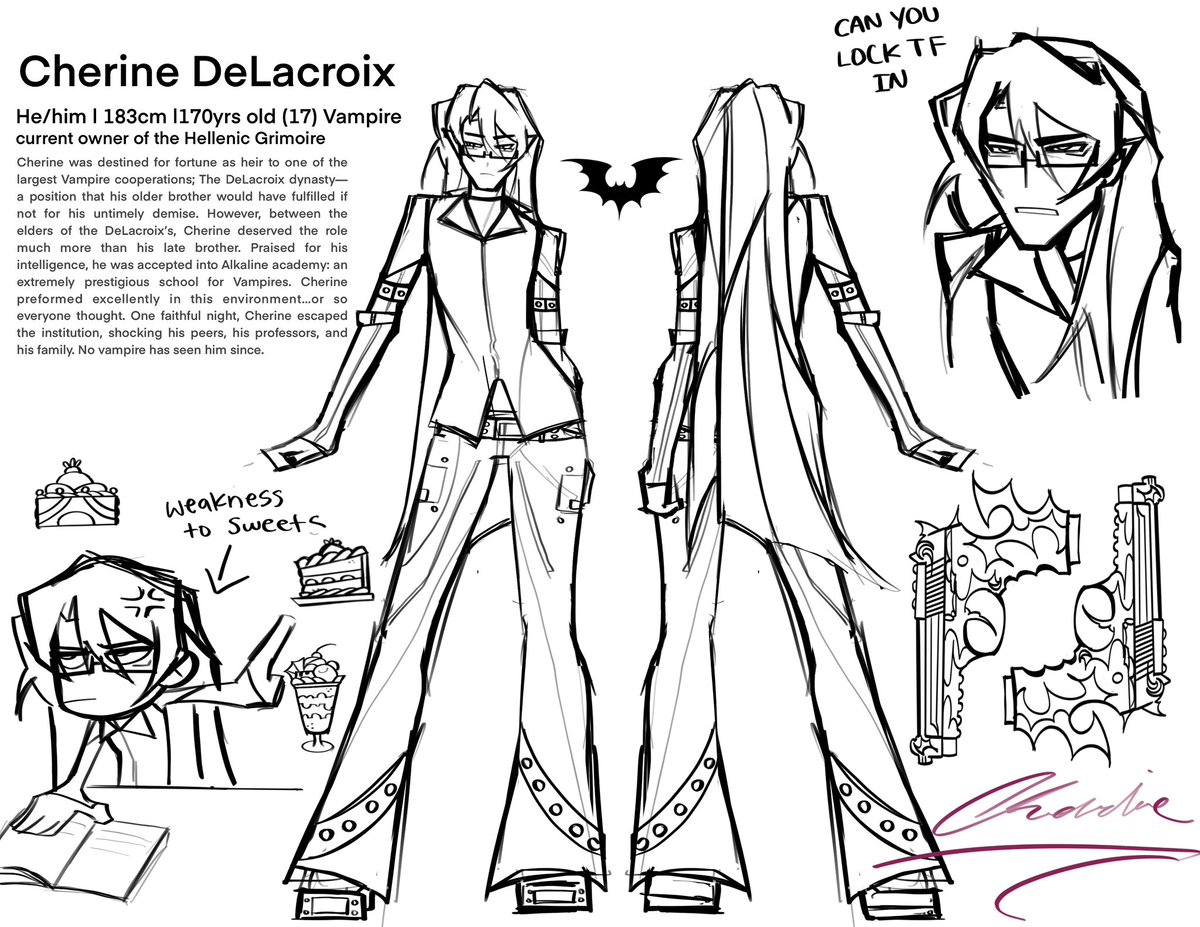 akimirarin's tweet image. Character sheet for my oc Cherine!! I lauf him