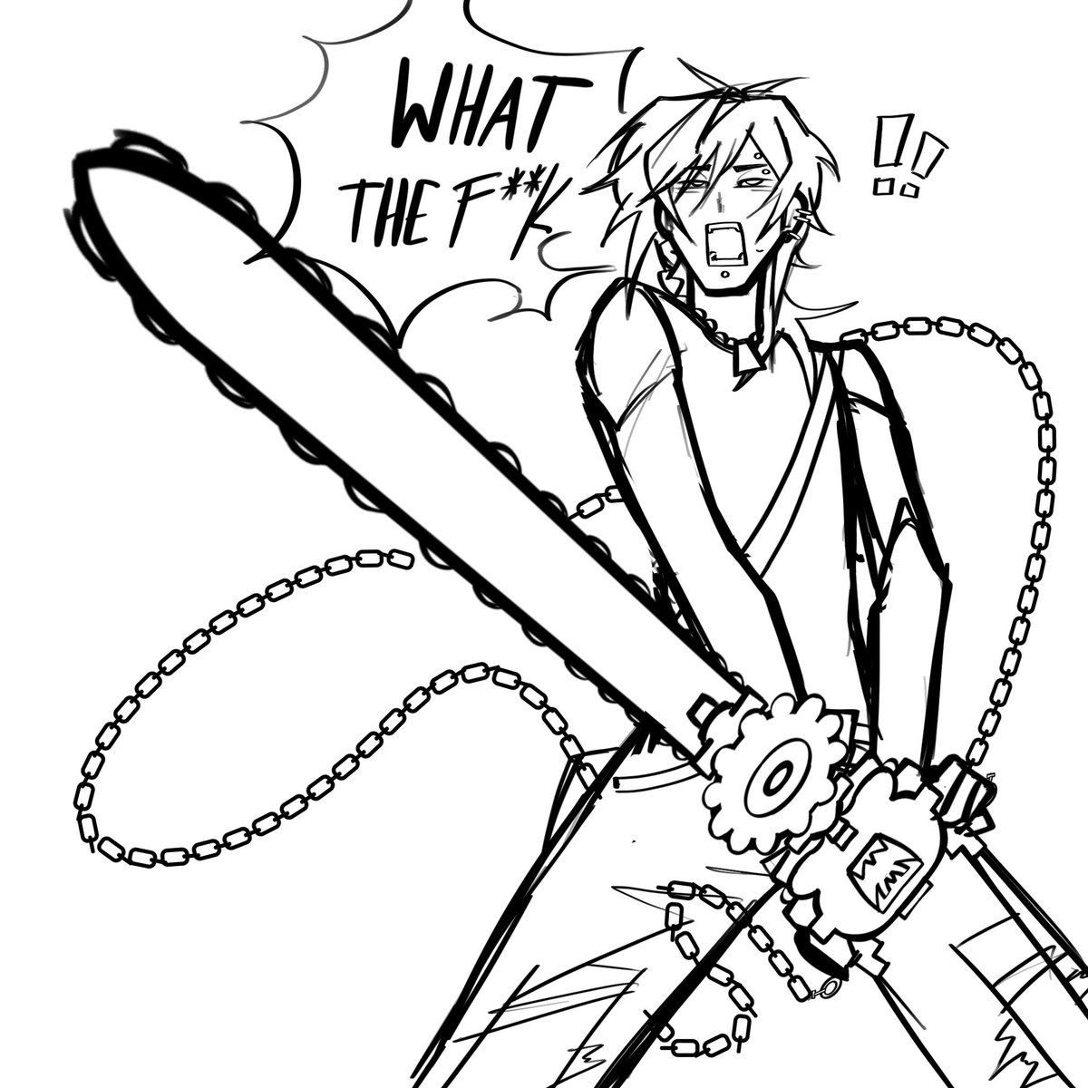 akimirarin's tweet image. Oh yea and here’s wolfe and his trusty chainsaw