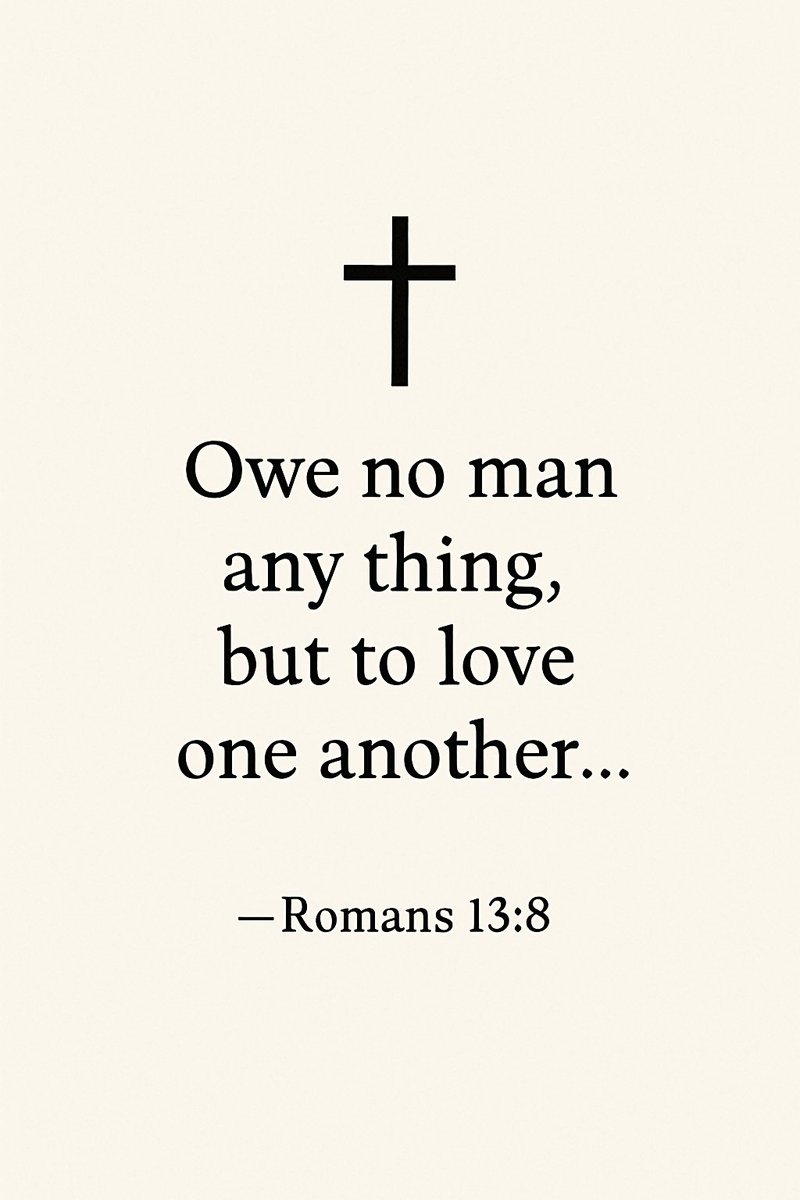 FaithfulRefle25's tweet image. The only debt we’re called to carry is love.
Love fulfills the law. Love reflects Christ.
Keep loving—it’s what we owe one another.
– Romans 13:8 ✝️
\#Romans138 #LoveOneAnother #FaithfulReflections #WalkInLove #JesusFirst