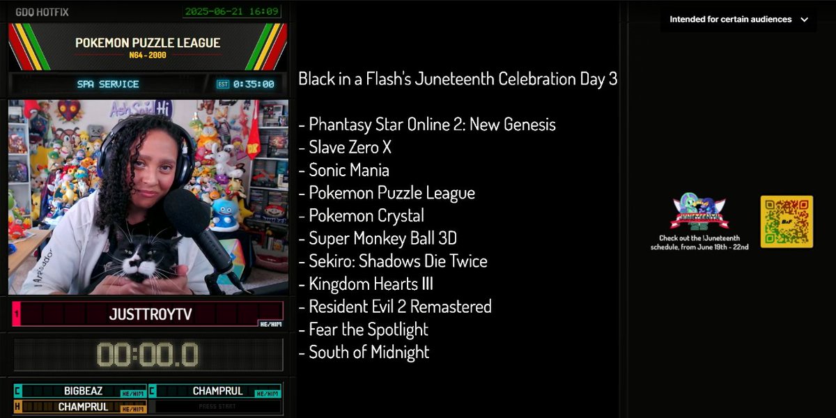 Bobbi made her <a href="/GamesDoneQuick/">Games Done Quick 🔜 #SGDQ2025</a> Debut.