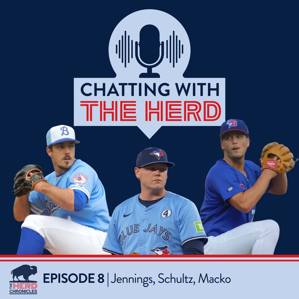 HERDchronicles's tweet photo. Episode 8 of the Chatting with the Herd podcast is now available. It features #Bisons reliever Ryan Jennings, #BlueJays pitcher Paxton Schultz, and Bisons starting pitcher Adam Macko. 

Spotify: https://t.co/nbTIESwows

Apple Podcasts: https://t.co/4uReBzKGNn https://t.co/8K2eBcwuBs
