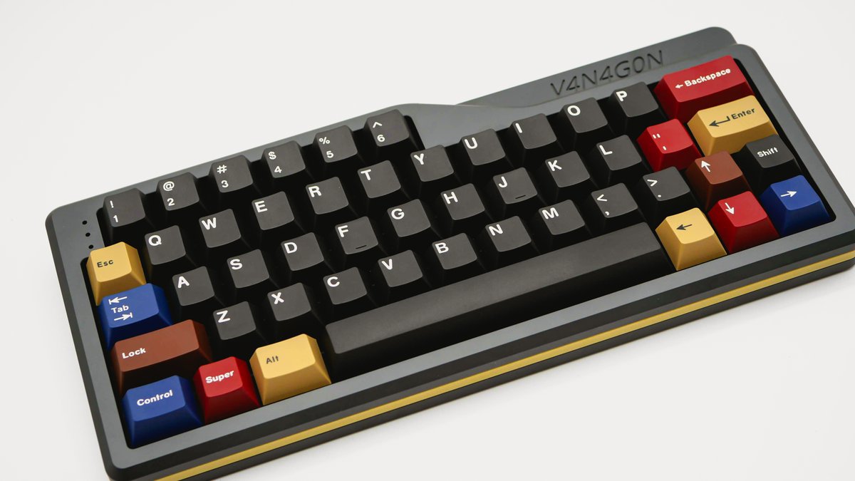 Keyboard: V4N4G0N R4
Switch: Sillyworks x Gateron Type R
Keycap: KKB Retro Mixed Lights R2 + Dark Alphas #KEEB_PD #KEEB_PD_R255