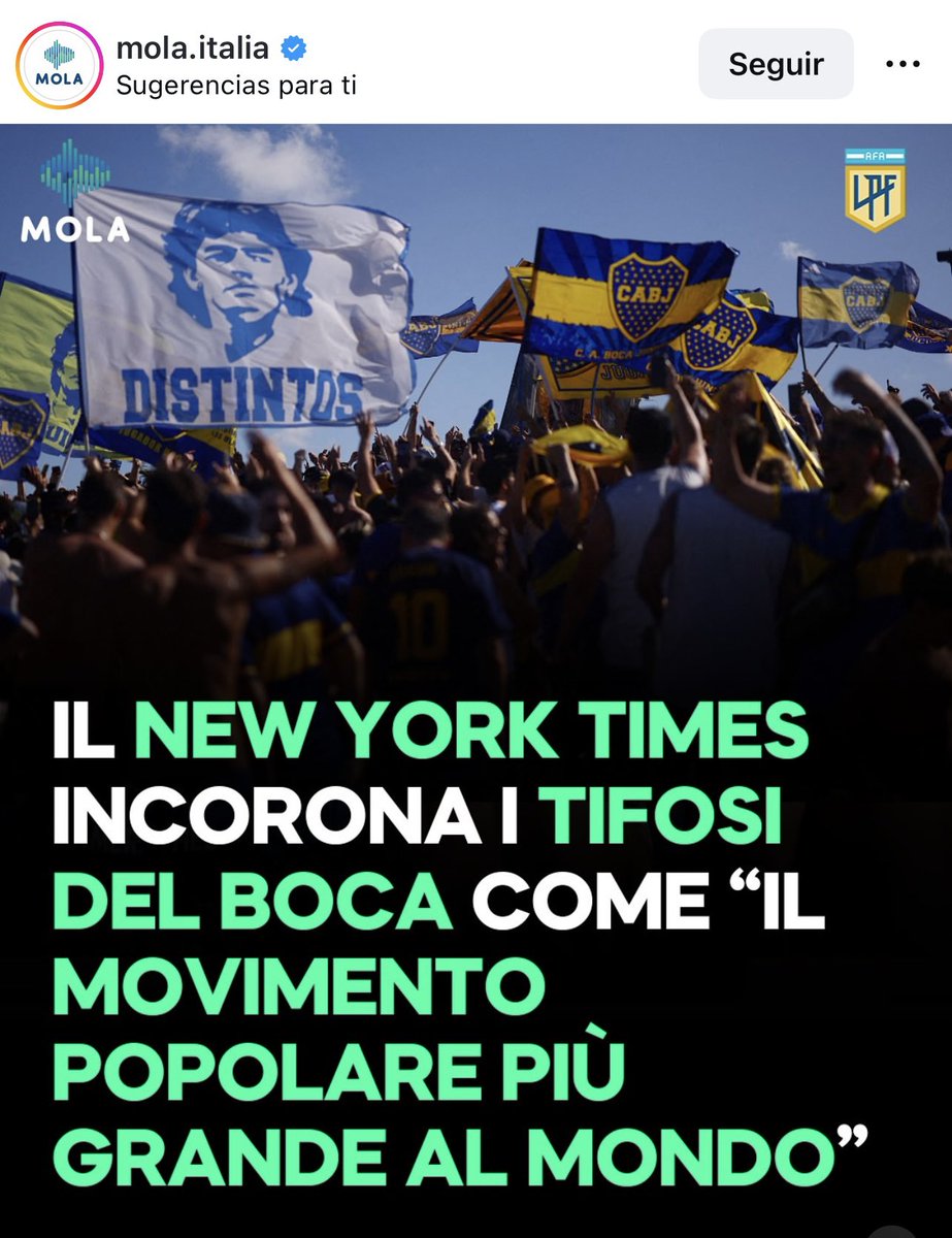 Volpini_Mariano's tweet photo. En Italia hablan sobre la nota del New York Times y el título "IL MOVIMENTO
POPOLARE PIÙ GRANDE AL MONDO". Aguante Boca siempre!💙💛💙 https://t.co/eBSaGIx7j8
