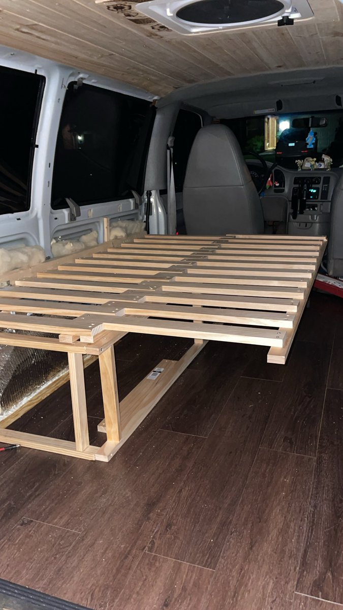 My bed is almost done!! Just need to cover up the sides and add legs to the pullout segment. I DID THAT!