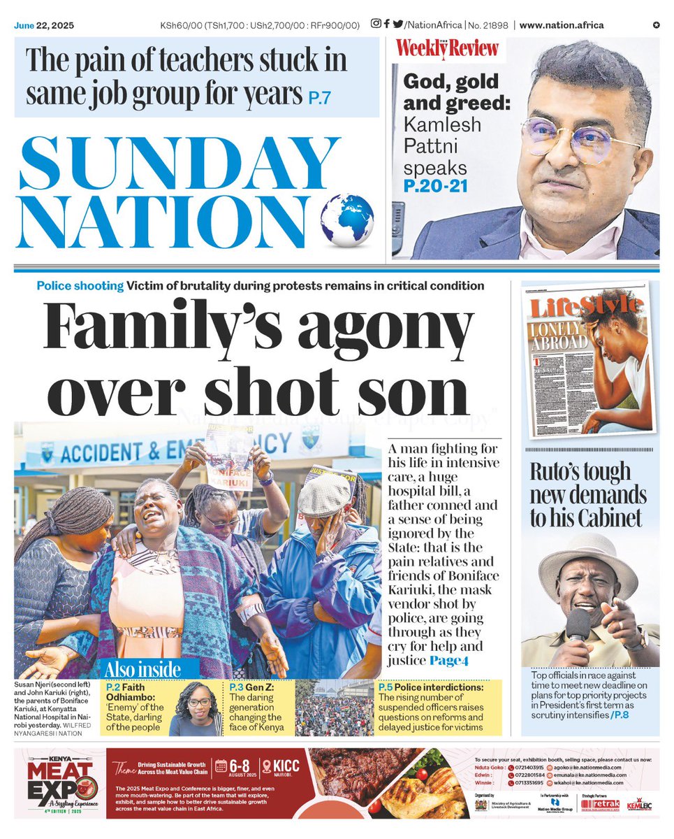 His name; Boniface Kariuki.
His hustle; a mask vendor.
His only crime; Being young, Kenyan, and unarmed.
Now he clings to dear life. 

The State that shot him won’t bat an eyelid. Won’t check in. Won’t care. 

The burden of pain, bills and possible loss now cruelly staring at his
