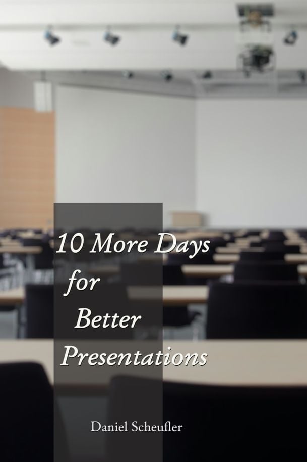 leanpub's tweet image. 10 More Days to Better Presentations by Daniel Scheufler is the featured book on the Leanpub homepage! #Presentations #Consulting #Marketing #Selfhelp #ExecutiveCoaching #books #ebooks

Whether you're in the boardroom, at the chalkboard, or whiteboard, presentations are
