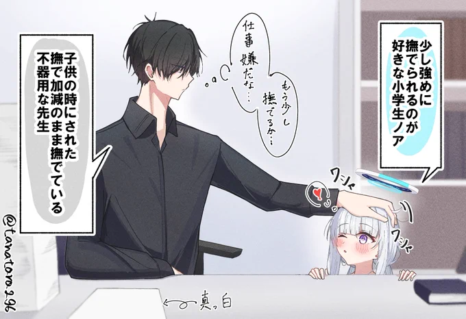 色々あって
記憶も年齢も小学生当時の姿に
なってしまったノアの頭を
ただ撫でているだけの絵
#ブルアカ #生塩ノア 