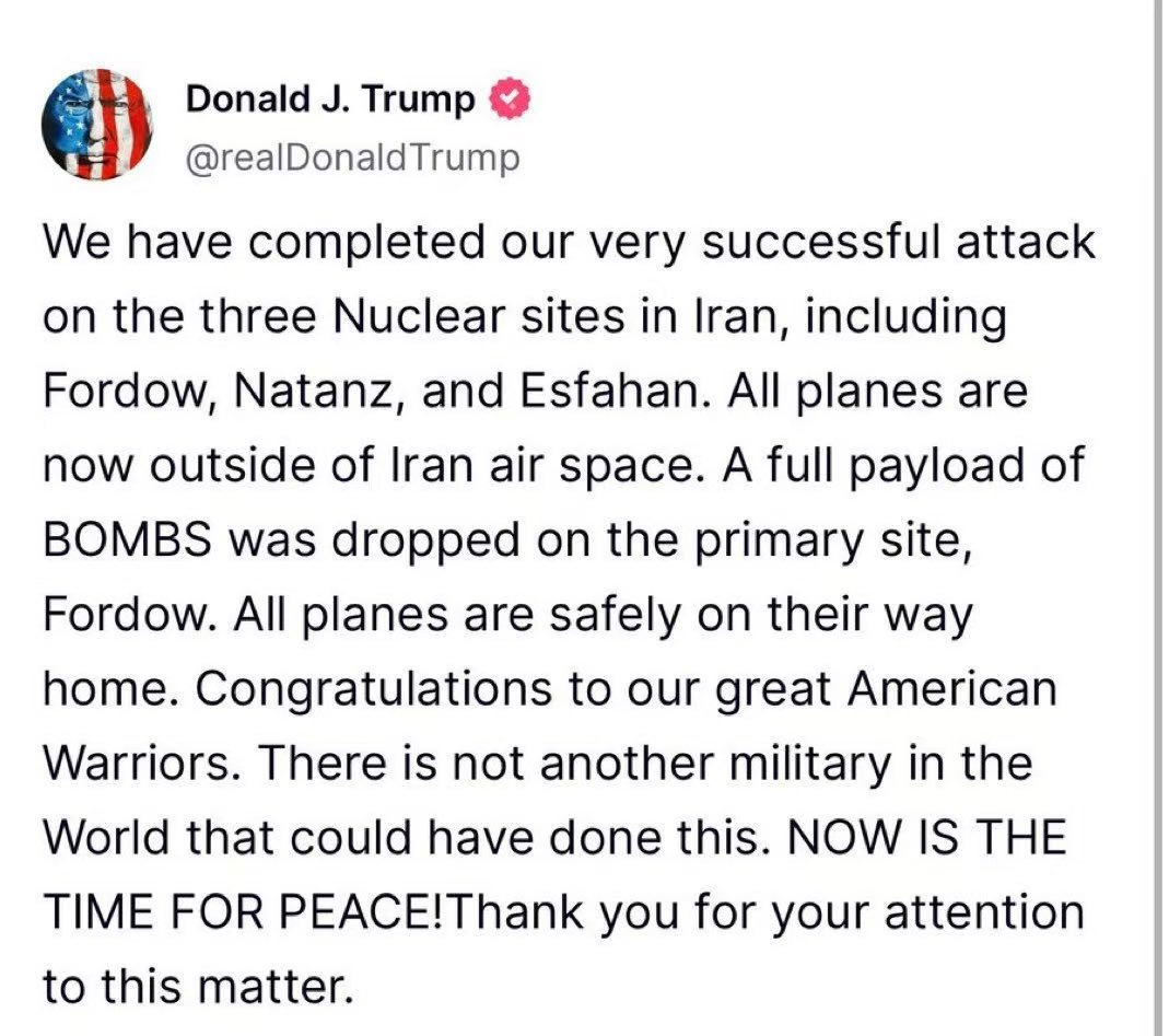 Trump attacks Iran and then declares "now is the time for peace" 
- Who is advising him?