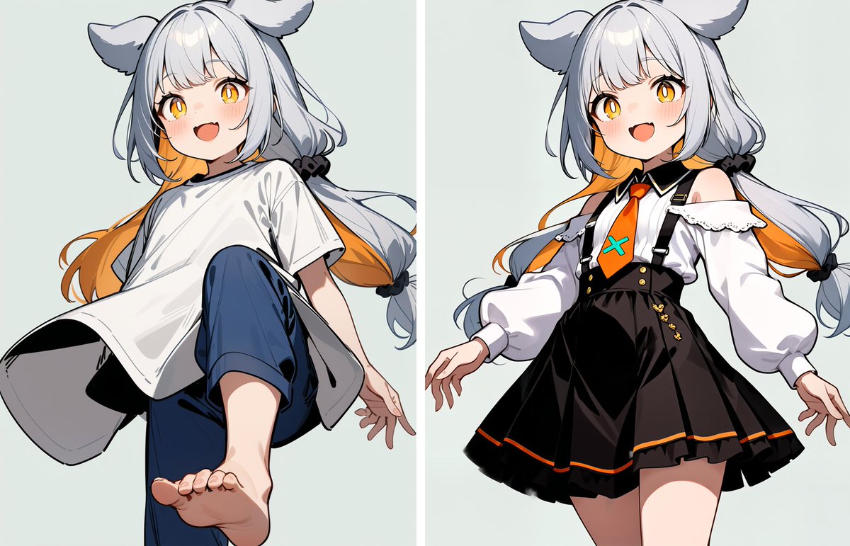 dodo_ria's tweet image. 続き
#FramePack の着せ替えチャレンジ

着せ替え元となる一枚絵を複数生成した上でリトライ中。素体変換と違って明確に画風が維持されるから多少ガチャがあっても時間をかける価値があるかも。

「シャンク〇･･･指がっ！！」の部分はあとでinpaintで直せばよかろうなのだ