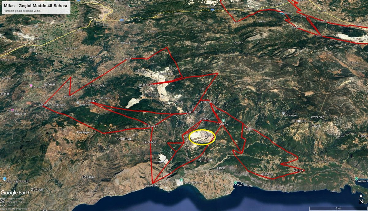 Muğla Yatağan ve İkizköydeki zeytinlikleri madenciliğe açan teklif kabul edilirse sadece zeytinlik katliamı yaşanmayacak. 

En az 26 köy boşaltılacak. 

Ayrıca açık ocak madenciliği yapılacak. 

Görsellerdeki kırmızı ile işaretli alanlar sarı ile işaretli alanlar gibi