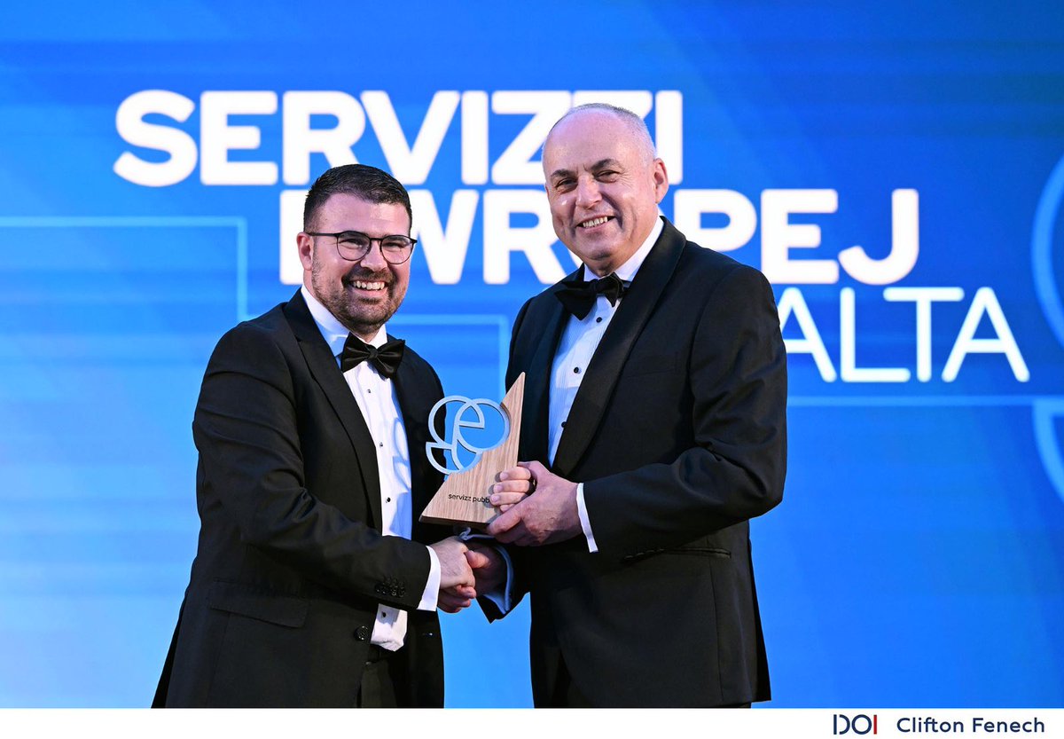 Honoured! 🏆Best quality service in the <a href="/PublicServiceMT/">Public Service of Malta</a> — THANK YOU! ❤️
Huge gratitude to my amazing team at <a href="/servizziewropej/">Servizzi Ewropej f'Malta</a> . Your dedication made this possible 💪