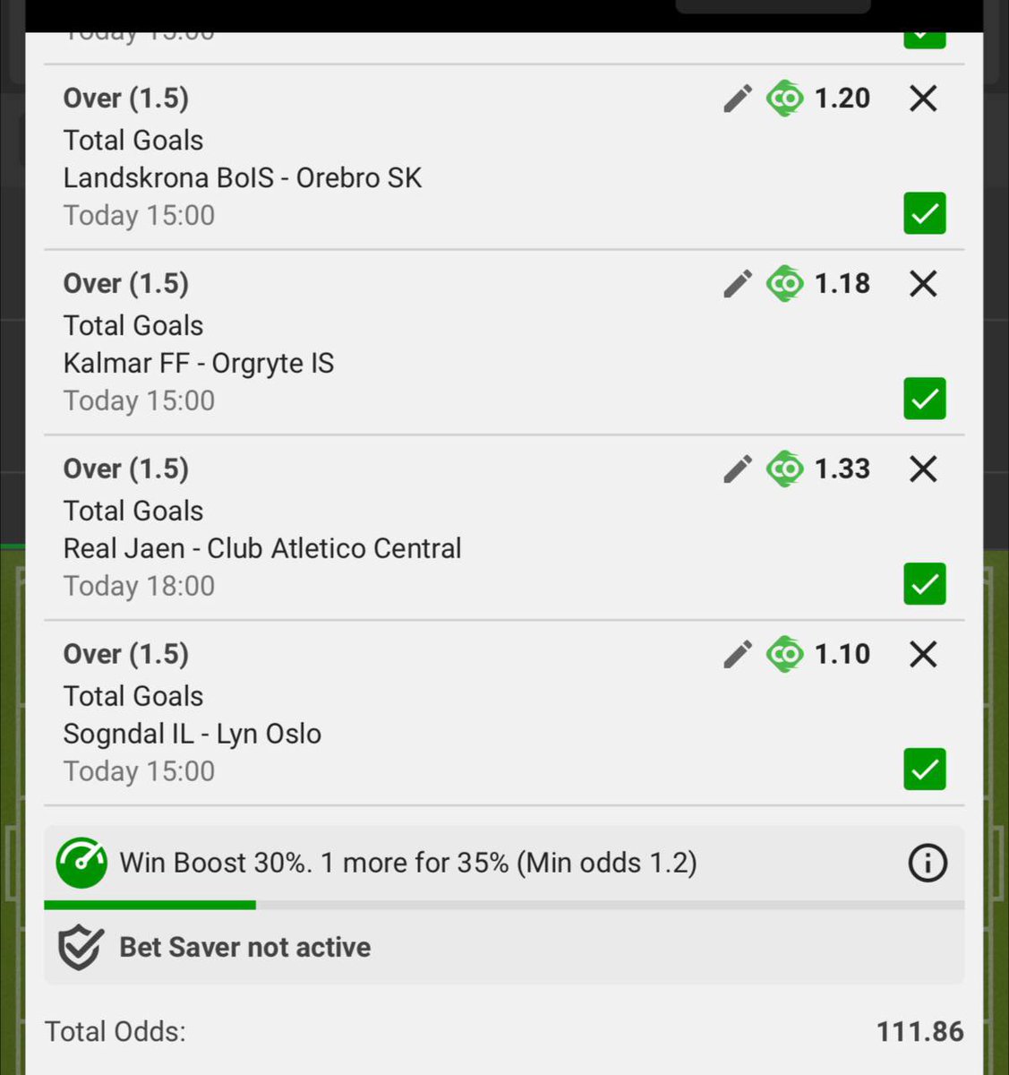 110+ odds todays games 

Betway code :  20294183

Stake some and repost