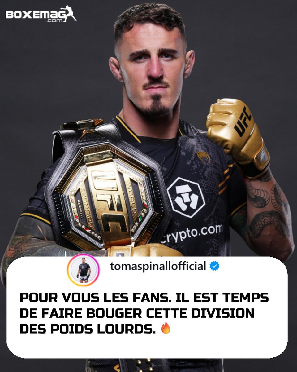 La réaction de Tom Aspinall suite au départ de Jon Jones et sa promotion entant que nouveau champion incontesté des poids lourds de l'UFC.

🗣️"Il est temps de faire bouger cette division poids lourds."