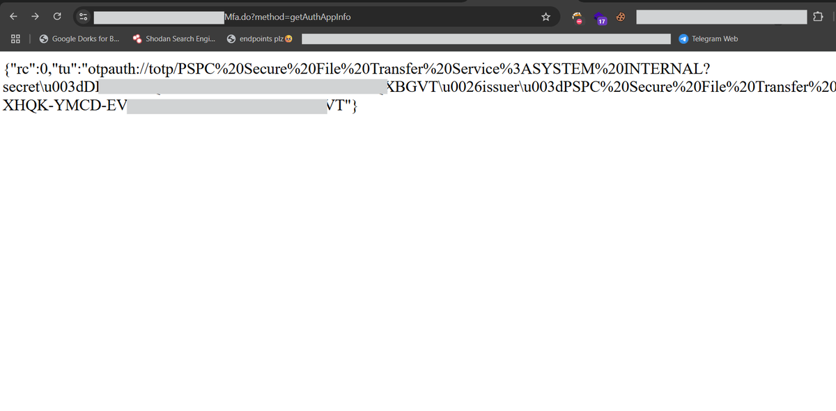 mugh33ra's tweet photo. I found this hidden endpoint with my endpwn tool and it leaks some secrets what should i do next. @GodfatherOrwa @coffinxp7 https://t.co/oWVnluzcRv