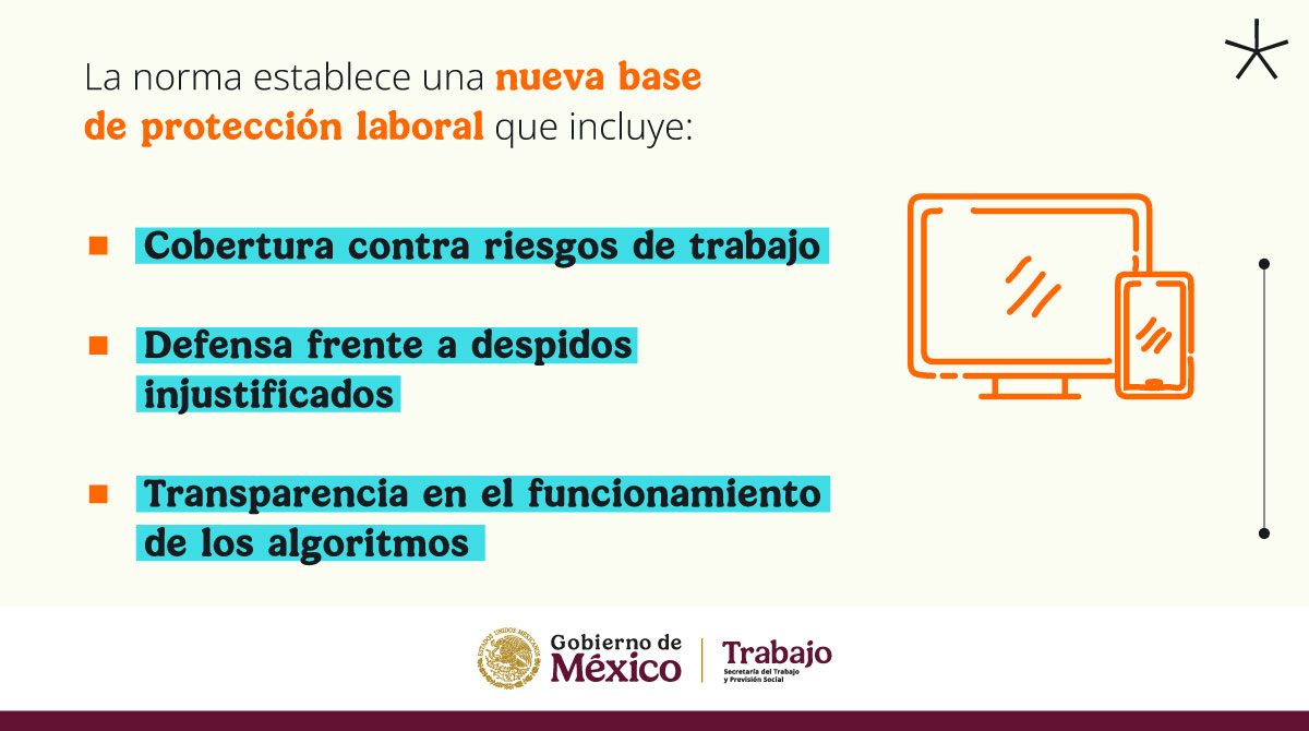 STPS_mx's tweet image. ✅ La reforma en materia de trabajo en #PlataformasDigitales representa un avance jurídico ⚖ innovador que garantiza derechos laborales para las y los trabajadores del sector. 📱

🗓 El #ProgramaPiloto de esta histórica medida iniciará el próximo 1 de julio de 2025.
