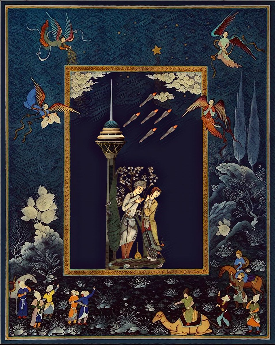 Tehran under attack: Persian miniature painting shows missiles striking the Iranian capital.

🎨 Sara Shoghi
#tehran #iran #art