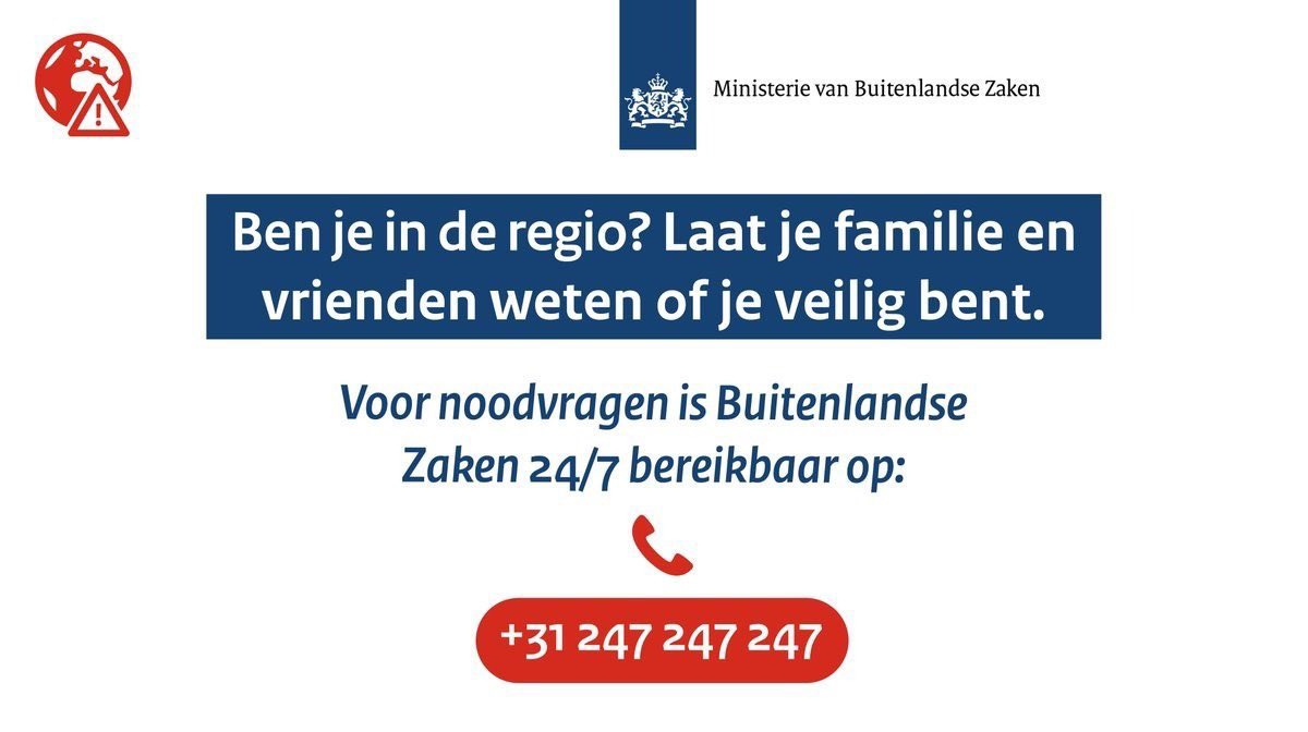 De VS heeft doelen in Iran aangevallen. Er is kans op reacties en verdere escalatie in de hele regio. Ben je in het Midden-Oosten? Blijf weg van drukke plekken en mogelijke doelwitten en volg de instructies van lokale autoriteiten. 1/4