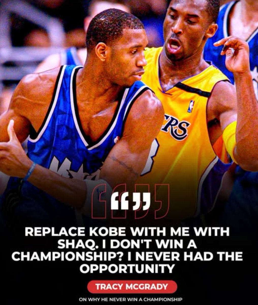 ApexJones22's tweet image. Why is McGrady injecting himself in a conversation about great players being punished for not winning championships. Bro, you never won a playoff SERIES! Anybody talkin about you was cappin theyass off.

Kobe, AFTER SHAQ, won 13 playoff series and in 3 years from 2008-2010, beat…