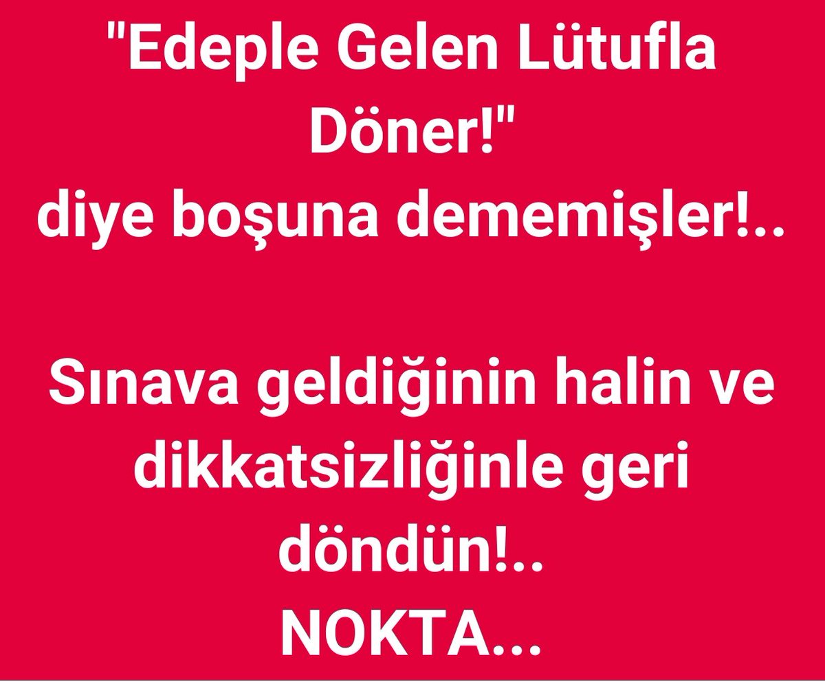 Her yıl aynı manzara!
#Sınav'a geç kalanlar, belgesini unutanlar, küpesi kulağında kalanlar...
Ve bu dikkatsizlikleriyle 1 Yılını Heba Edenler!..

#YKS
#yks2025 
#yks25