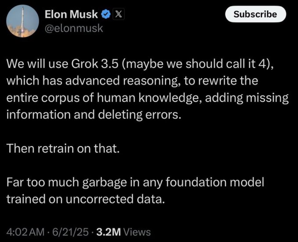 We will now train AI to backup my deranged belief system so it won’t call me a liar again. And to brainwash the masses.