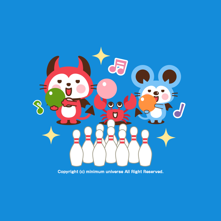 devinekokun's tweet image. 今日は「#ボウリングの日」と「#かにの日」に同時便乗するデビ🎳
今年もカニさんに誘われてボウリングに来ました🦀
テレビで放送するボウリング大会を見るのも好きですデビ！(っ○･ω･´)っ✨

#今日は何の日 #6月22日 #ボウリング #カニ #動物 #悪魔 #イラスト #キャラクター #絵描きさんと繋がりたい