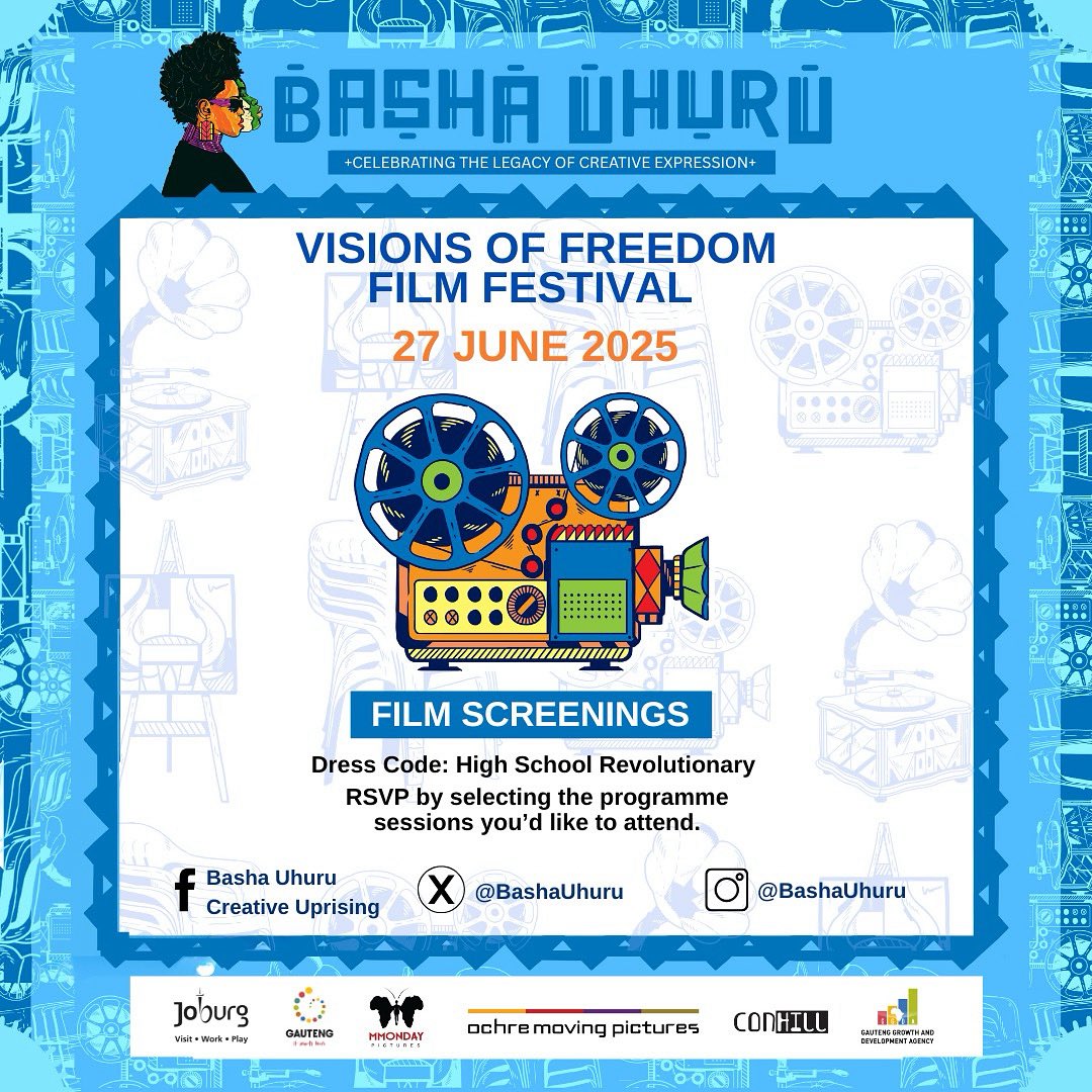 Film lovers, this one’s for you!
Join us at the Basha Uhuru Visions of Freedom Film Festival 2025 — a powerful day of screenings &amp; talks honouring Youth Month and the spirit of 1976.
🎞️ 7 films. Real conversations.
📍 RSVP: forms.gle/zxd4pW1iLEnyNm…
#Basha2025 #CreativeUprising