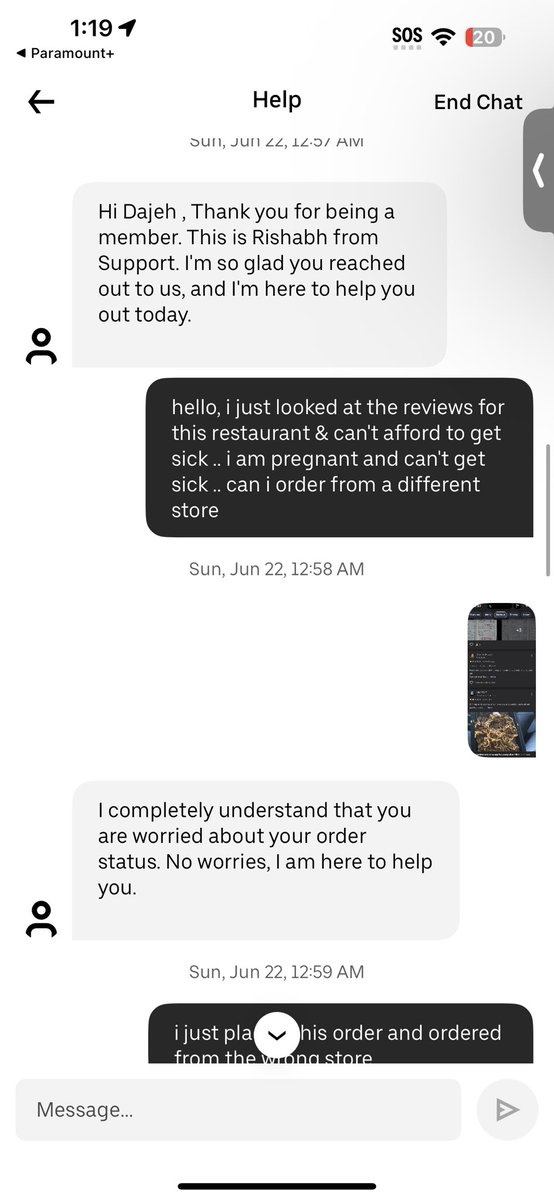 michellenaebaby's tweet photo. this is unacceptable as a pregnant woman, I cant cancel an order because the order was already made an Uber does not care about my concerns. I will be reporting this to the Better Business Bureau because as a customer, I expect to receive high-quality service.. bs @UberEats https://t.co/zmYg9RCex7