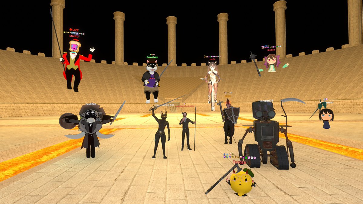 #Resonite
2025-06-22 本日の #CreatorJam は、ファイト!!
『大乱闘スマッシュブラザーズ』やその他の格闘ゲームにインスパイアされて、すべてのキャラクターが異なるステータス、能力、武器を持って戦い合う世界を作ろう、ということでしたがなぜか私のPCのResoniteがクラッシュするので撤退