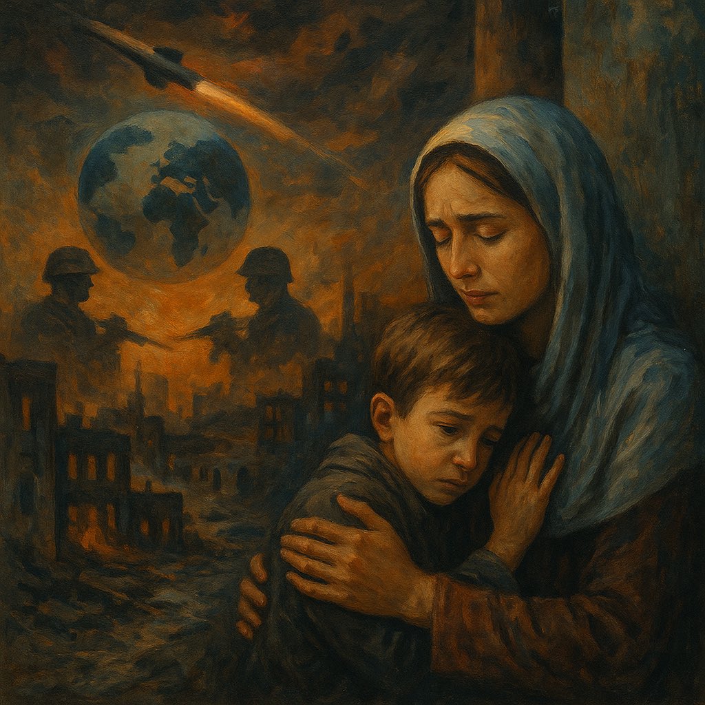 Luiz_Da's tweet photo. El mundo tiembla por decisiones tomadas lejos. No es Oriente u Occidente: es humanidad. 

Que esta crisis no nos haga indiferentes. Un niño no debe aprender a esconderse antes que a soñar. https://t.co/8lSmK0b1fd