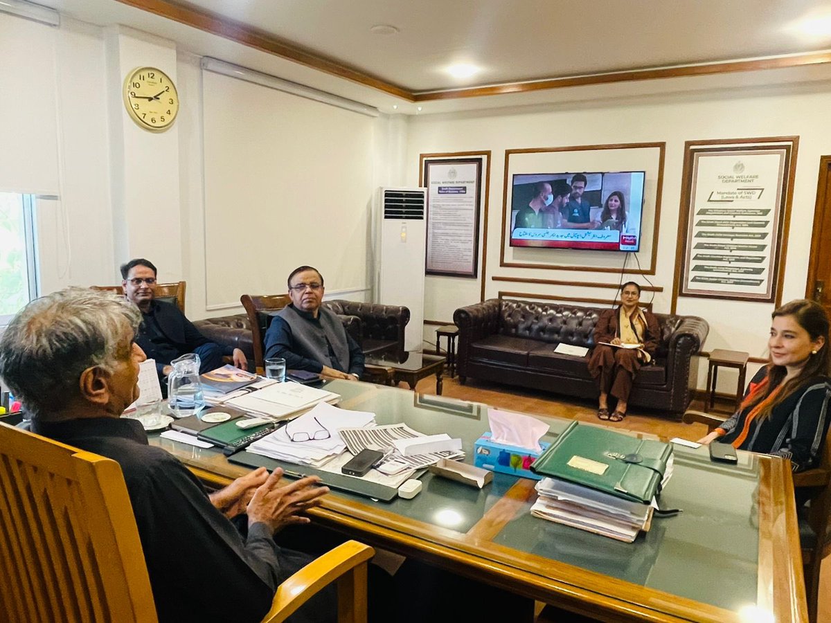 National Commission on The Rights of Child (NCRC) (@ncrc_pakistan) on Twitter photo Chairperson NCRC <a href="/AyeshaRaza13/">Ayesha Raza Farooq</a> , accompanied by the Member Sindh/Minorities <a href="/PirbhuSatyani/">Pirbhu Satyani</a> , convened a meeting with the Secretary, Social Welfare Department, Sindh. Also in attendance were the Director General and Director, Child Protection Authority Sindh.
The primary agenda Chairperson NCRC <a href="/AyeshaRaza13/">Ayesha Raza Farooq</a> , accompanied by the Member Sindh/Minorities <a href="/PirbhuSatyani/">Pirbhu Satyani</a> , convened a meeting with the Secretary, Social Welfare Department, Sindh. Also in attendance were the Director General and Director, Child Protection Authority Sindh.
The primary agenda