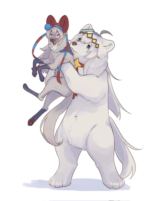 Commission (擬獣化) ハイエナtmとしろくまogr Artist:飛可