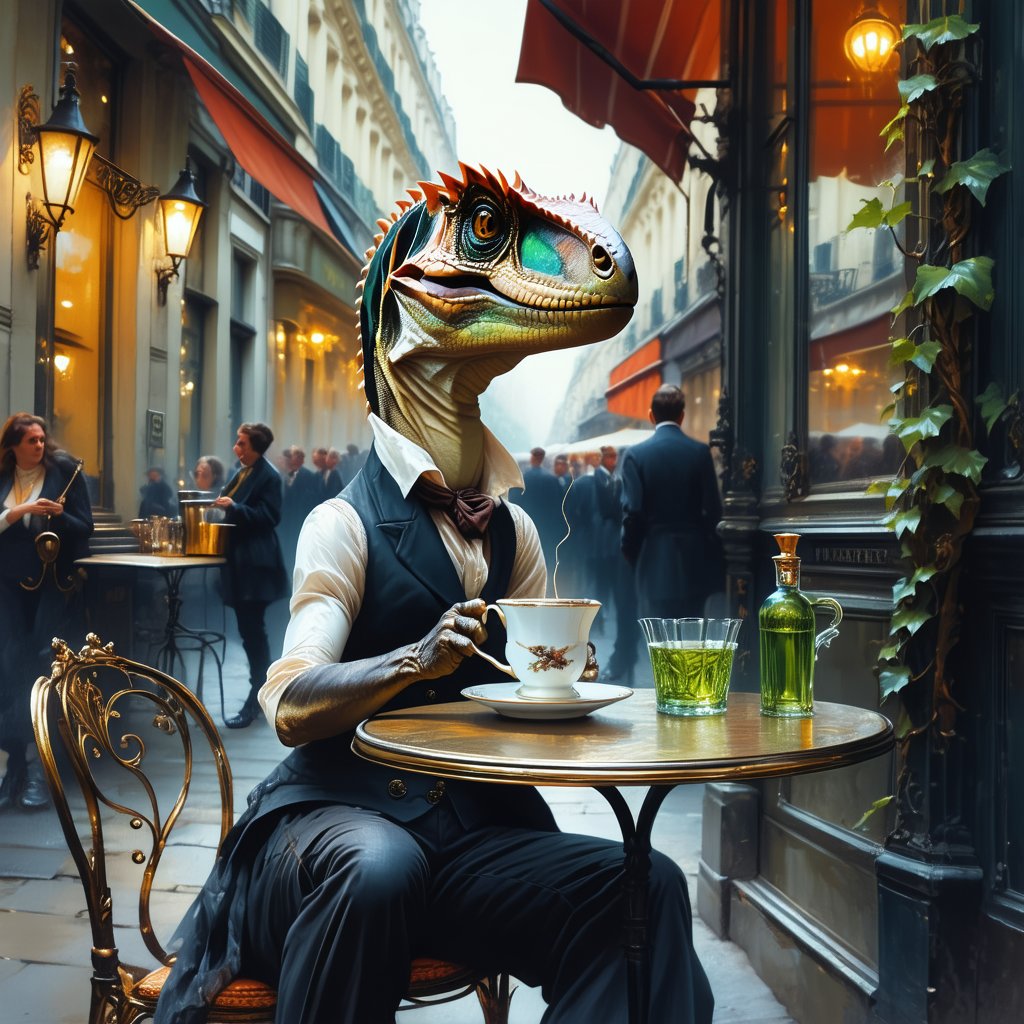 Amuse_AI's tweet photo. What if... there there were dinos in Paris, in the Belle Époque? #StableDiffusion 3.5  and Amuse-ai v3 https://t.co/BunJQfohtM