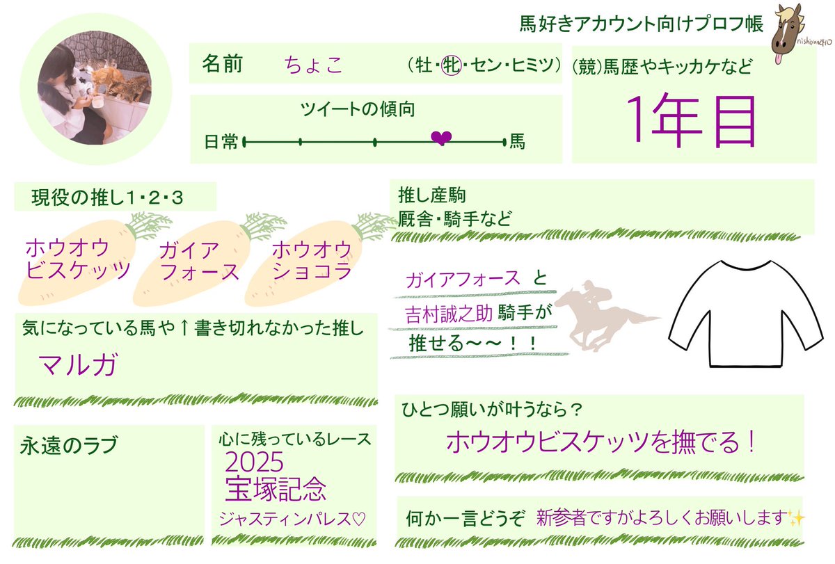 ho_o_bis's tweet image. 競馬仲間が欲しくて書きました✨️
天皇賞秋2024を見て去年の11月から始めました！

いいねかRPして頂けたらお迎えいきます……！！！

ぜひ仲良くしてください🫶

今年の目標は競馬場に行くことです！

 #競馬好きと繋がりたい
 #競馬好きな人と繋がりたい
 #馬好きアカウント向けプロフ帳