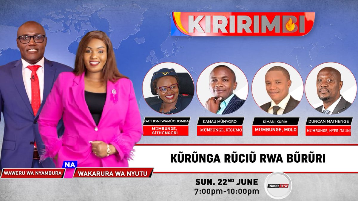 Let's give thanks to our God this beautiful Sunday. Later on, we will connect on Inooro TV to discuss the state of affairs in our country.

Philippians 4:6-7