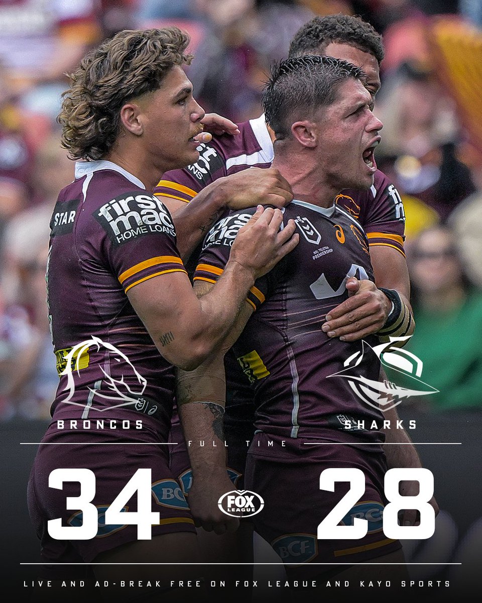 COMEBACK KINGS! 🚨 

Reece Walsh starred as the Broncos came back from 16 points down to stun the Sharks in a thriller...

MORE 👉 bit.ly/4lbxloE
