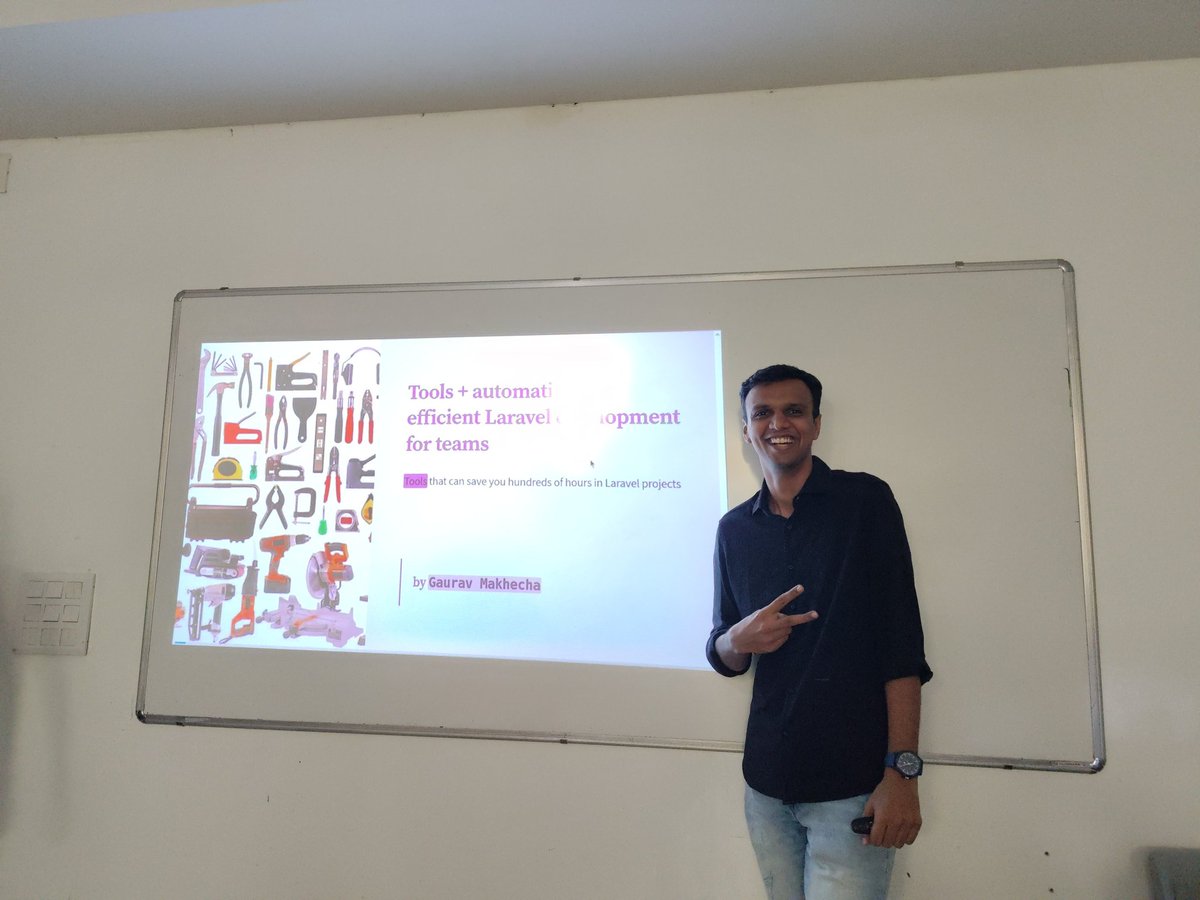 sdavara's tweet photo. Second talk by @gauravmakhecha at @RajkotTech @LaravelRajkot just started on tools and automation for Laravel team. https://t.co/6Y34GkSigR