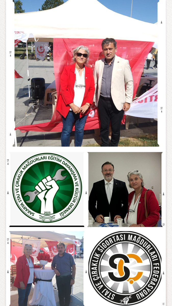 Staj ve Çıraklık sigortası Sakarya dernek başkanı sayın Canan küsmez bir dizi çalışmalarda bulunmuştur.
Staj ve Çıraklık Sigortası Mağdurları Federasyonu olarak, kamuoyunun dikkatini staj ve çıraklık sigortası mağduriyetine çekmek ve çözüm adına istişarelerde bulunmak amacıyla