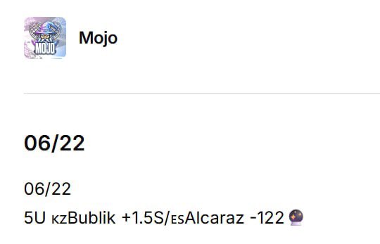 allcappersfreee's tweet image. TENNIS 🎾🔥

MOJO

#LearLocks

Tennis
Leyah Fernandez ML (1.5u)
Elina Svitolina ML (1.5u)
Dayana Yastremska ML (1.5u)

#OutofLineBets

Tennis
Jiri Lehecka +3.5 games (2u)

#CalebPicks

ATP
Bublik vs Medvedev over 24 (3u)

WTA
Emma Navarro ML (2u)
Hailey Baptiste ML (2u)