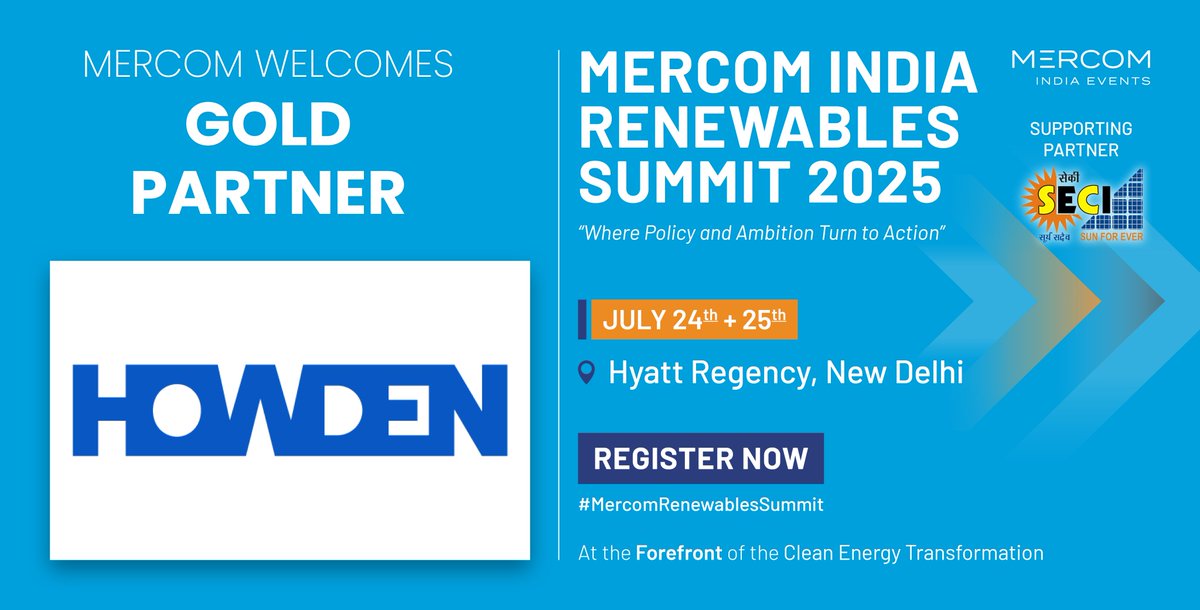 PriyaSanjay's tweet image. We are excited to welcome Howden as a Gold Partner for the Mercom India Renewables Summit. With over 100 GW #renewableenergy assets under management, Howden has been a leading #insurancepartner supporting clients and partners to insure a cleaner tomorrow.
mercomindia.com/event/renewabl…