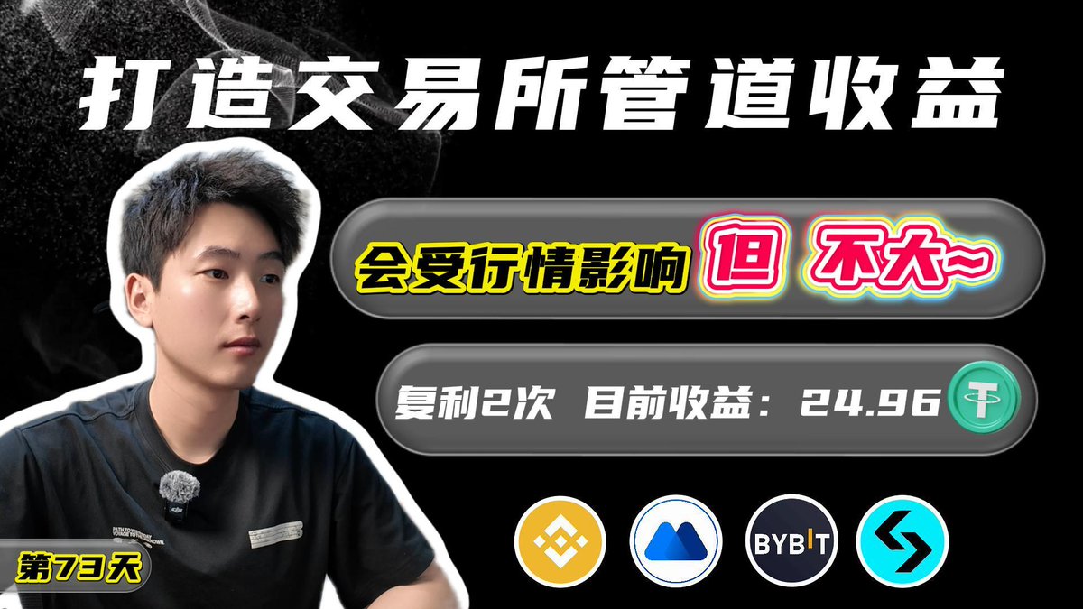 XTZZL212's tweet photo. 新片!打造交易所管道收益(第73天)
#币安BNB #抹茶MX #BYBIT玩USDT #bitgetBGB
😘不惧行情涨跌,一个字嫖...
❤️复利 +2 目前收益:24.96USDT
视频链接⬇️
https://t.co/zDZi2tL0R2 https://t.co/4MVOfzUb2L