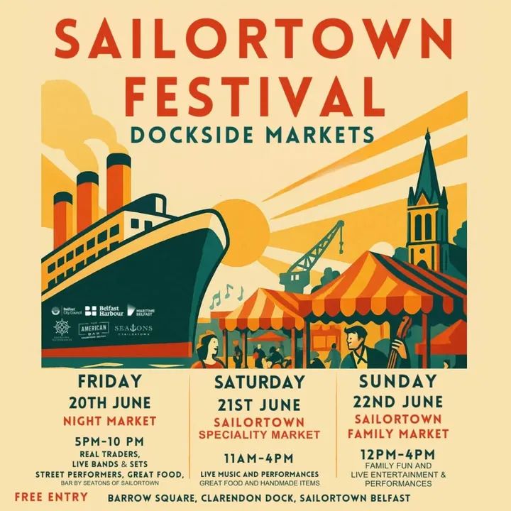 ShorelineStudi3's tweet image. If you are in the #Belfast area today not #Iran get yourself along to the Sailortown festival family market, there's also live entertainment and lots for the kids. 12pm - 4pm
#NorthernIreland