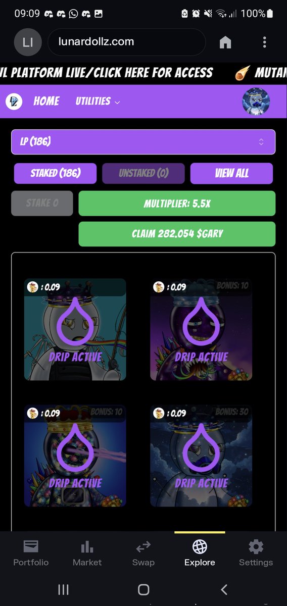 Gm X. 🌸💜 

Look at my <a href="/LunardollzNft/">✨The LunarVerse ☄️</a> crownies dripping $GARY token by <a href="/giraffetowernft/">Giraffe</a>. 🦒
Accumulating slowly.. and about to earn some more with a juicy new multiplier soon. 👀

If you don't own a crown yet, now is your time to make a move and join #CrownDAO. 👑 

$SOL #NFTs