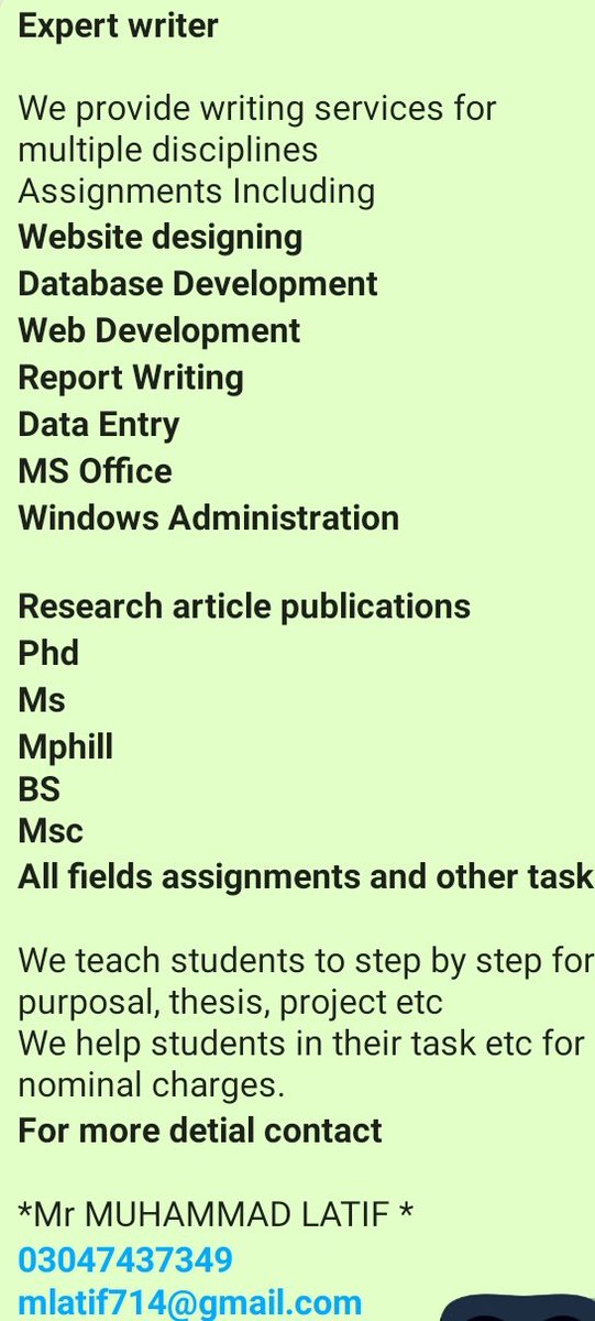 I'm expert in writing Research article.
Contact me if anyone interested
