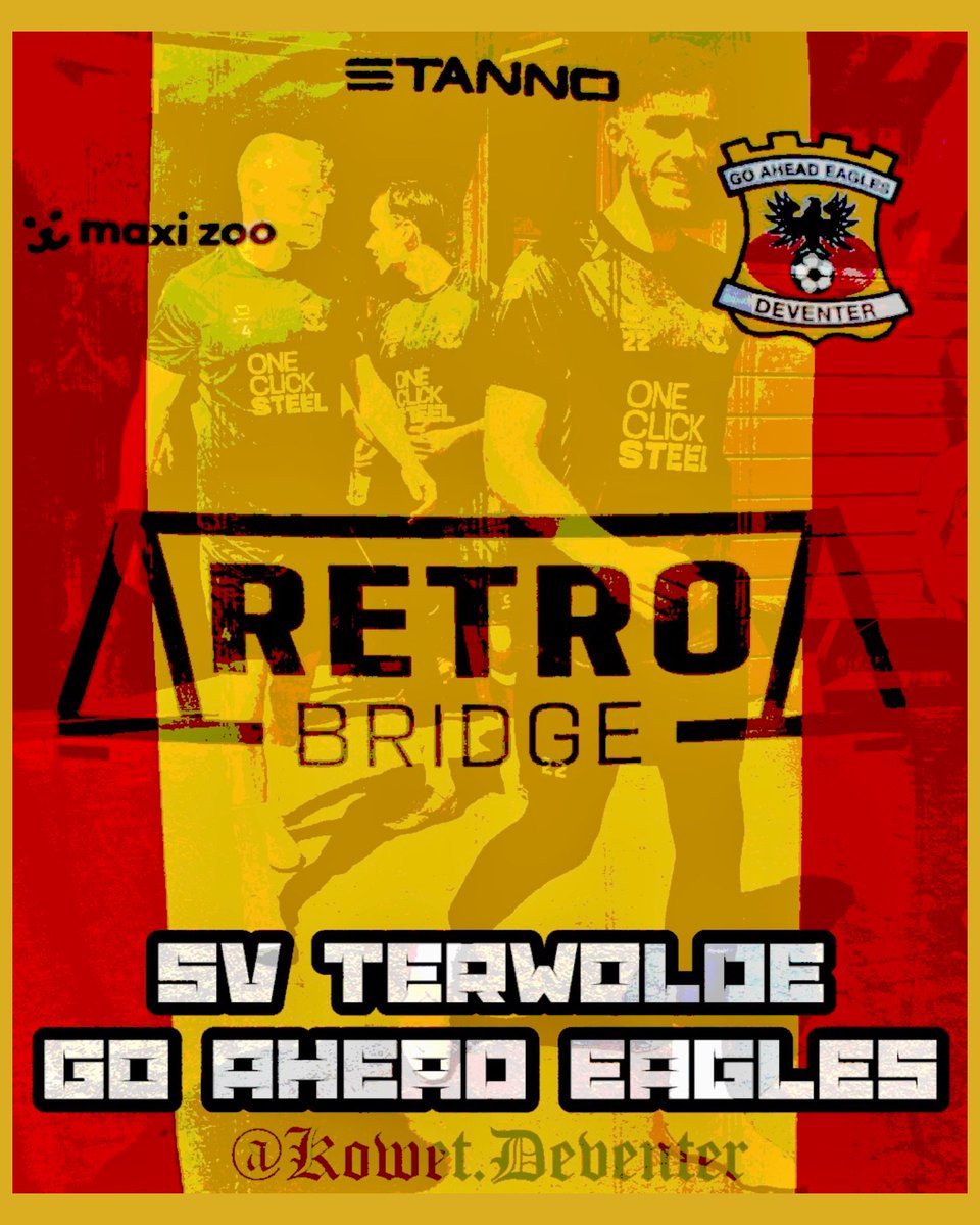 kowet_deventer's tweet photo. ❤️ EERSTE OEFENWEDSTRIJD

🌞 SV TERWOLDE - GA EAGLES 

💛 KLEIN MILANELLO (13.00h) 

Toegang €8 , tussen 15 en 18 jaar €4 en tot 15 jaar gratis toegang. Kom zoveel mogelijk met de fiets, auto’s volg borden P.

#kowet #retrobridge #terGAE https://t.co/CBmsNMmNAx